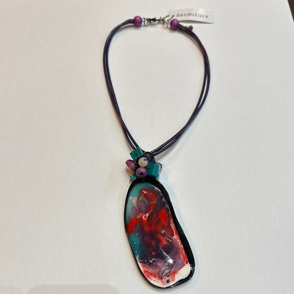 decouture Abstract Multicolor Pendant Statement Necklace - Picture 2 of 10